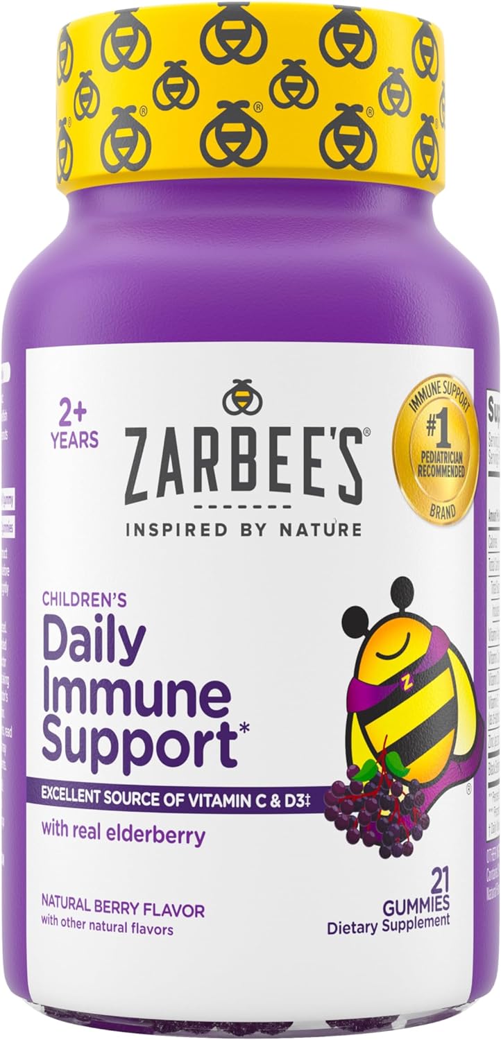 Children's Immune Support Gummies with Elderberry, Vitamin C, and Zinc - Natural Berry Flavor - 21 Count
