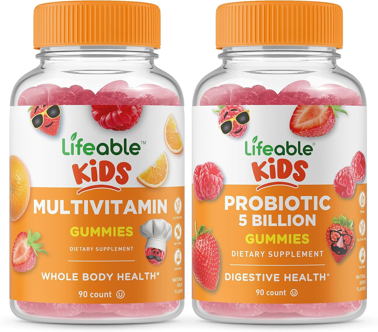 Children's Multivitamin Gummies with Probiotics Bundle - 5 Billion CFU, Delicious Taste, Gluten & GMO Free Chewables