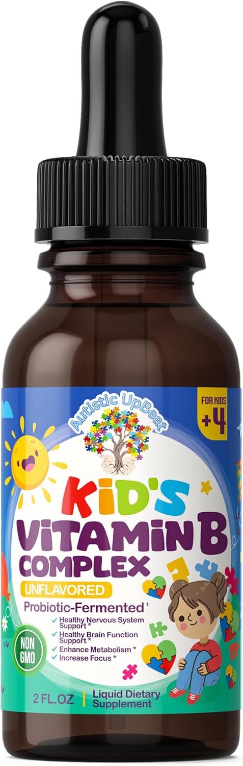 Children's Vitamin B Complex Drops | Unflavored | B1, B2, B3, B6, B7, B9 & B12 | Supports Brain Function, Focus, Metabolism | Kids Liquid Supplement
