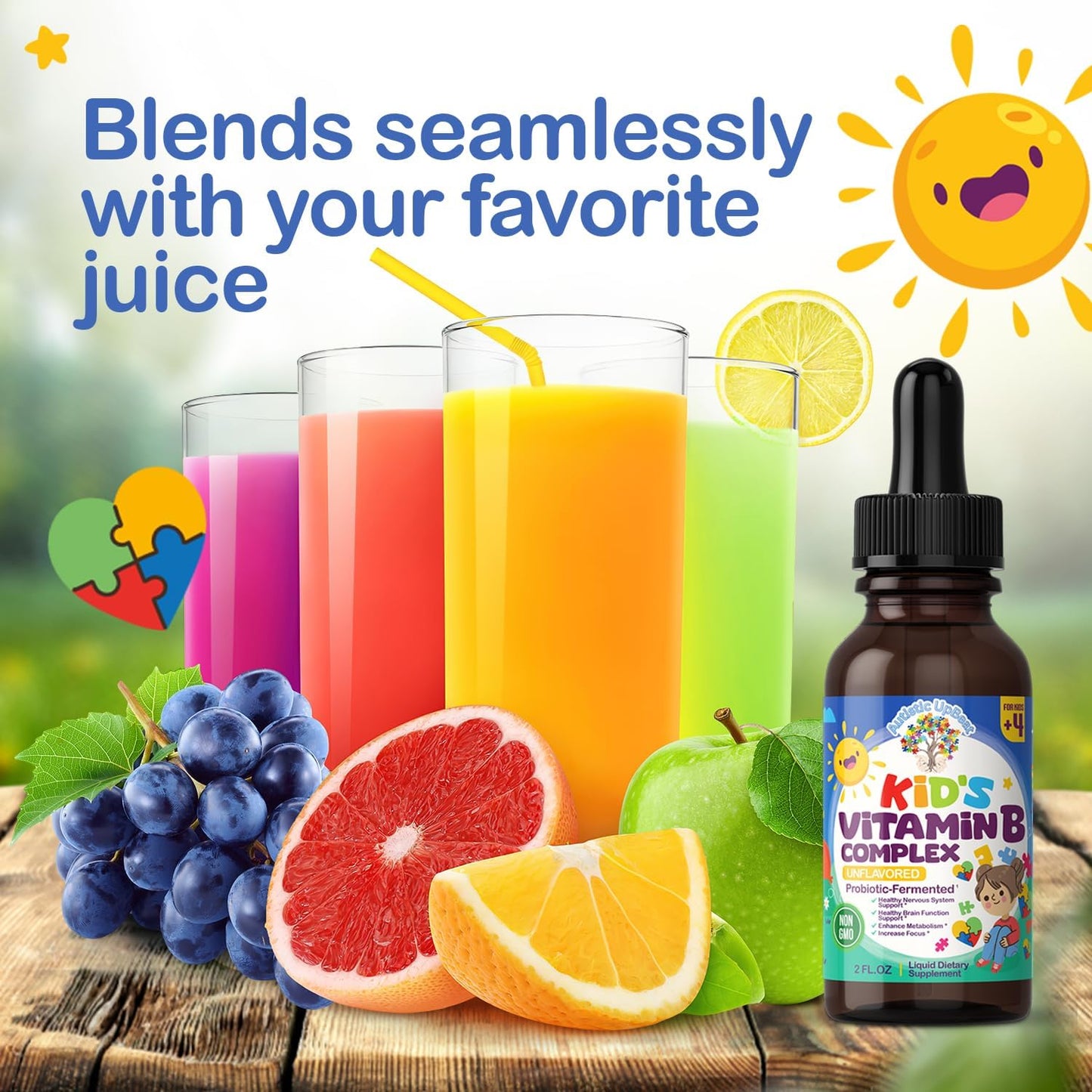 Children's Vitamin B Complex Drops | Unflavored | B1, B2, B3, B6, B7, B9 & B12 | Supports Brain Function, Focus, Metabolism | Kids Liquid Supplement