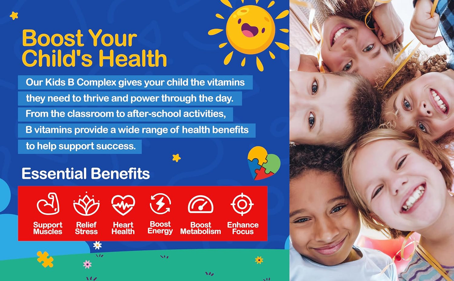 Children's Vitamin B Complex Drops | Unflavored | B1, B2, B3, B6, B7, B9 & B12 | Supports Brain Function, Focus, Metabolism | Kids Liquid Supplement