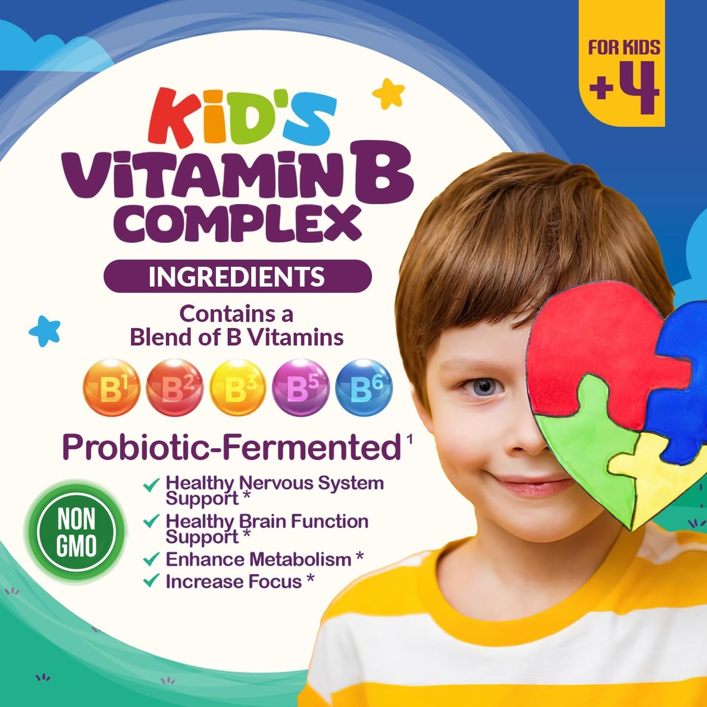 Children's Vitamin B Complex Drops | Unflavored | B1, B2, B3, B6, B7, B9 & B12 | Supports Brain Function, Focus, Metabolism | Kids Liquid Supplement