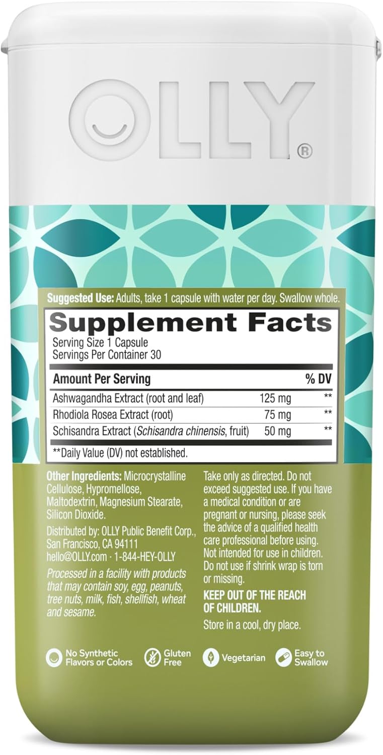 Chill Adaptogen & Ashwagandha Mood Support Supplement with Rhodiola Root - 30 Vegetarian Capsules
