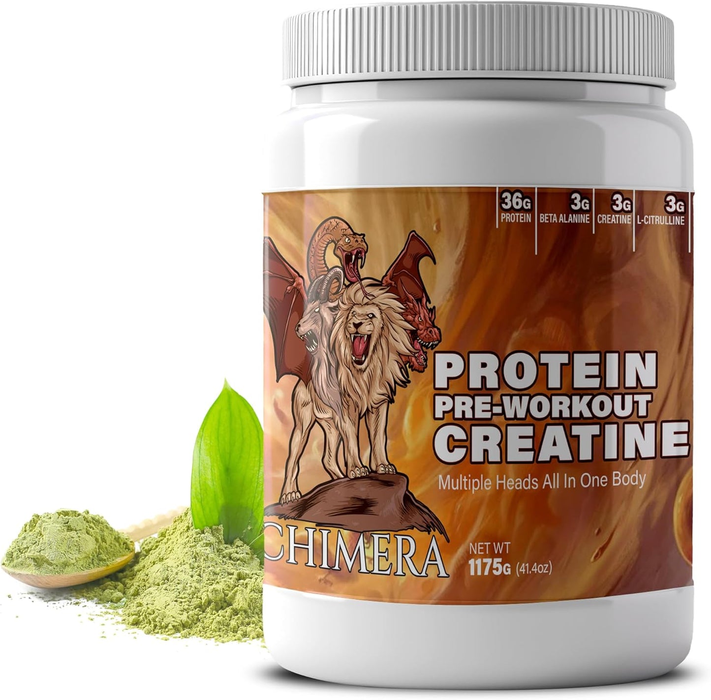 CHIMERA All-in-One Protein & Pre-Workout Powder - 36g Protein, 3g Creatine, Non-GMO, Sugar-Free with Natural Caffeine