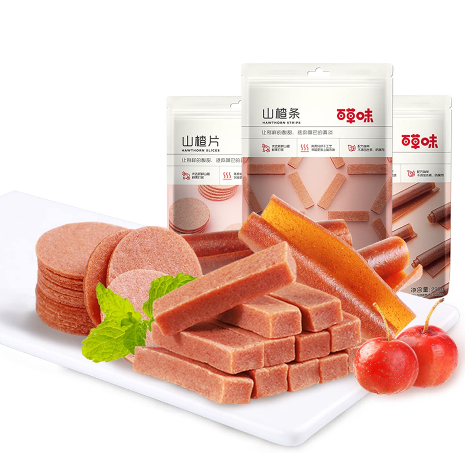 Chinese Hawthorn Candy Bar | Traditional Haw Flakes Fruit Strips | 1.21lb Bag of Chinese Snacks