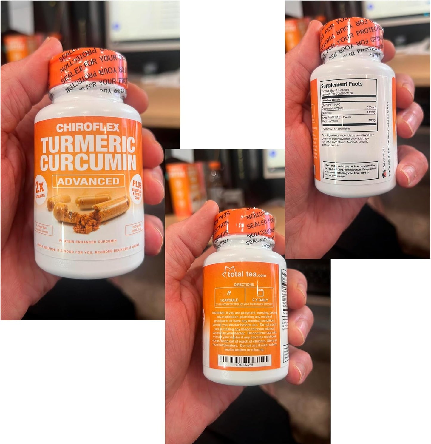 Chiroflex Turmeric and Curcumin Capsules with Boswellia - 2X Strength Joint Support Supplement (60 Caps)