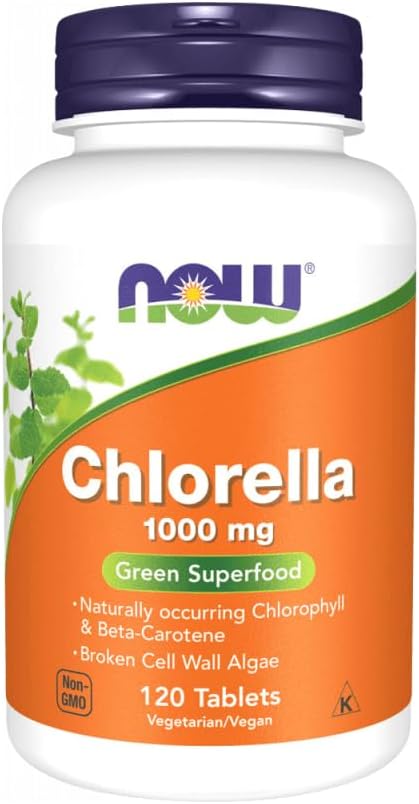 Chlorella 1000mg Tablets by NOW Foods - 360 Tablets, Pack of 3 - Organic and Nutrient-Rich Supplement