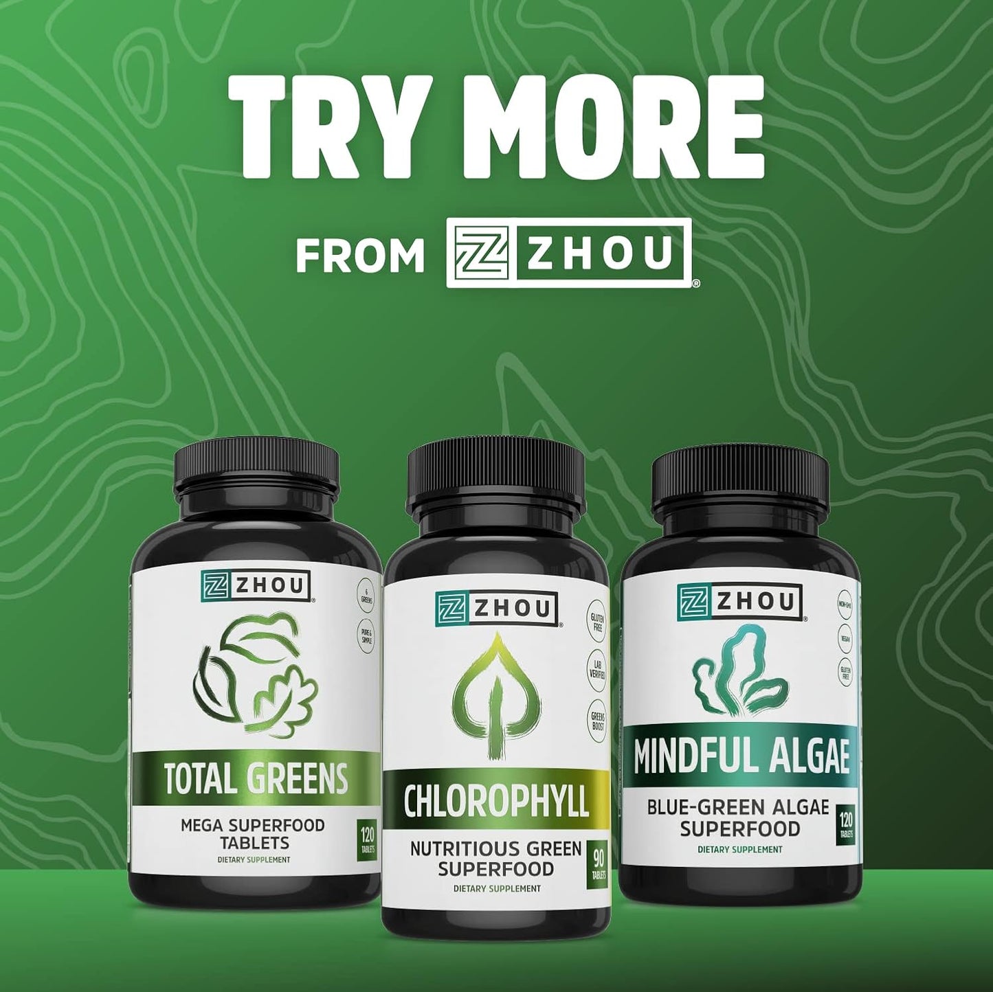 Chlorella Tablets by Zhou Nutrition - Algae Superfood, Broken Cell Chlorella, Vegan & Gluten-Free Supplement (120 Tablets)