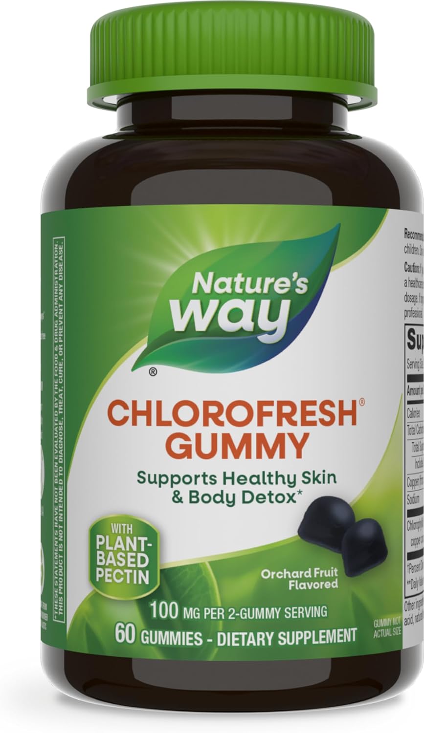 Chlorofresh Chlorophyll Gummies - Supports Healthy Skin & Body Detox, Internal Deodorant - Orchard Fruit Flavor, 60 Gummies