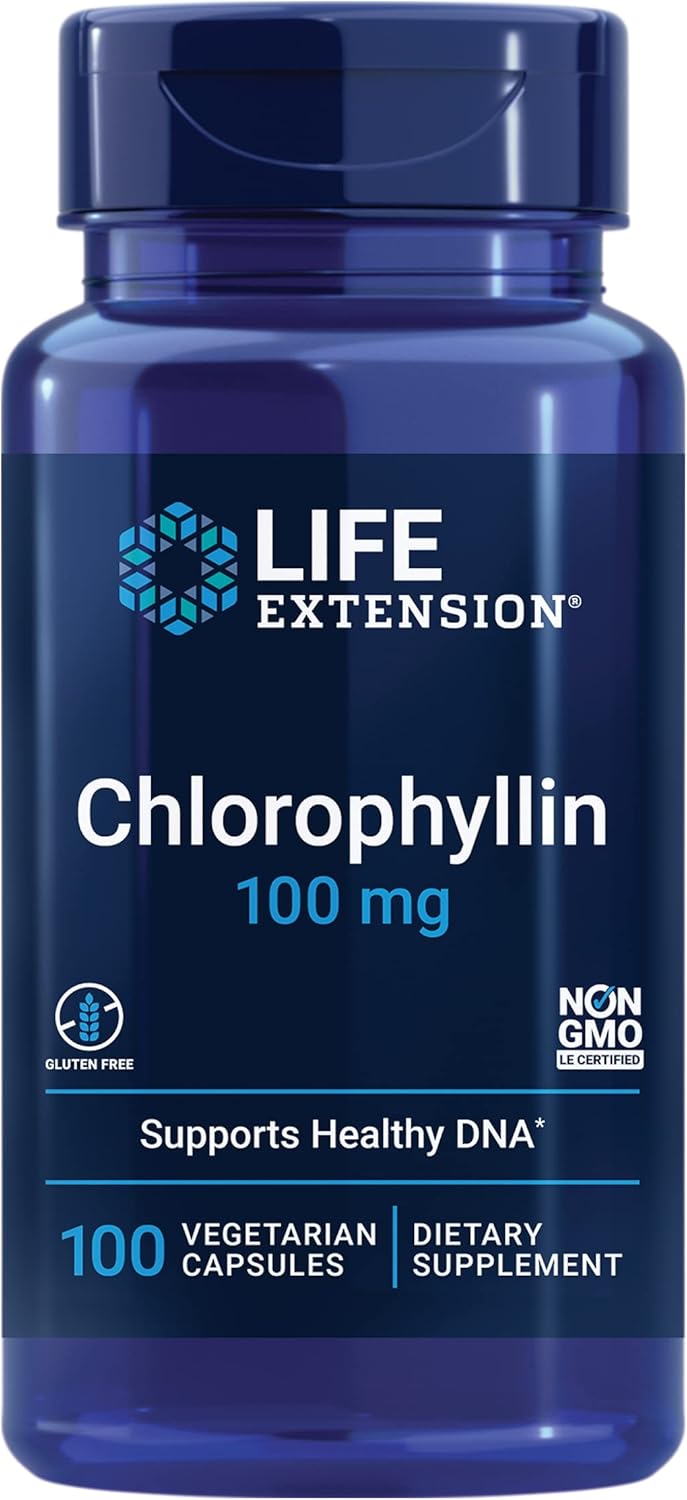 Chlorophyllin Capsules for Antioxidant and DNA Health Support - 100 Vegetarian Capsules, Gluten-Free, Non-GMO