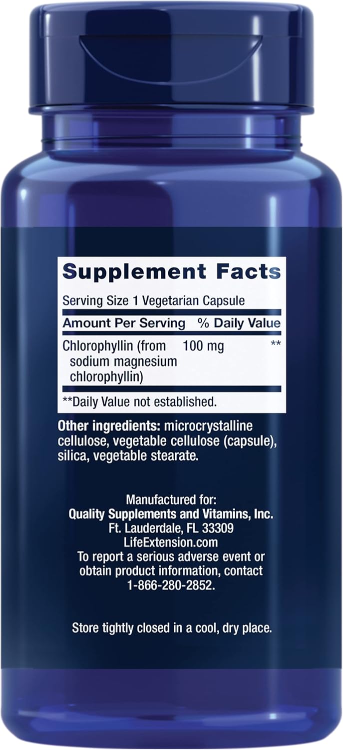 Chlorophyllin Capsules for Antioxidant and DNA Health Support - 100 Vegetarian Capsules, Gluten-Free, Non-GMO