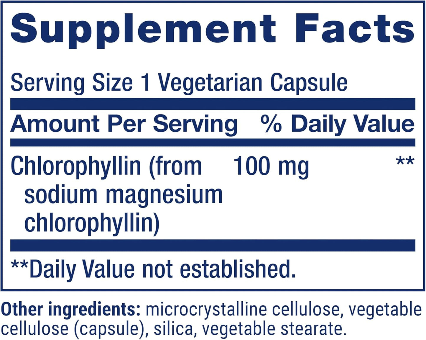 Chlorophyllin Capsules for Antioxidant and DNA Health Support - 100 Vegetarian Capsules, Gluten-Free, Non-GMO