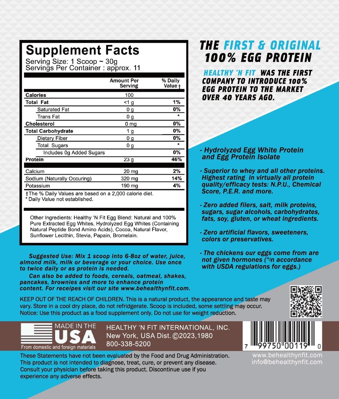 Chocolate 100% Egg White Protein Powder - Natural Peptides, Sweetened with Zero Carbs. Keto & Paleo Friendly (12oz)