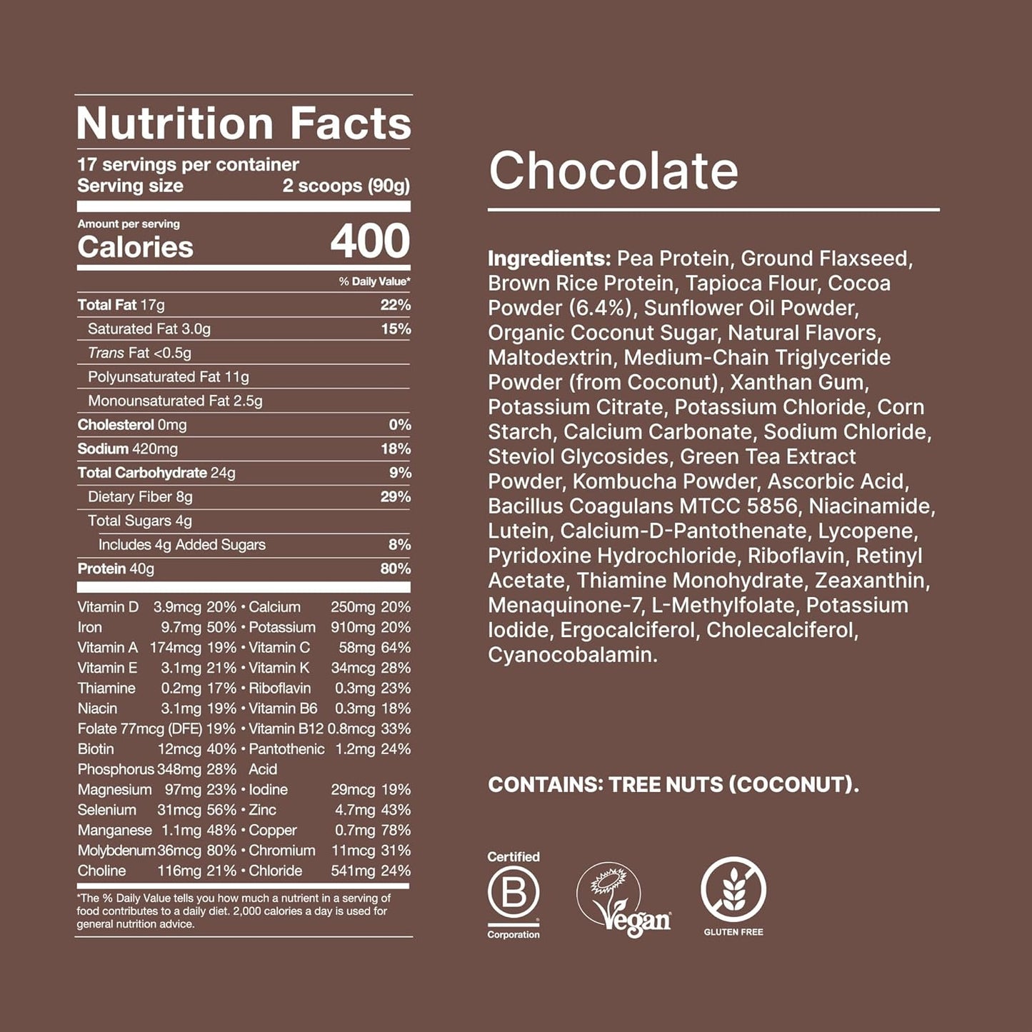 Chocolate 40g Vegan Protein Powder | Huel Black Edition | Complete Meal Replacement | 27 Vitamins & Minerals | Gluten-Free | 17 Servings