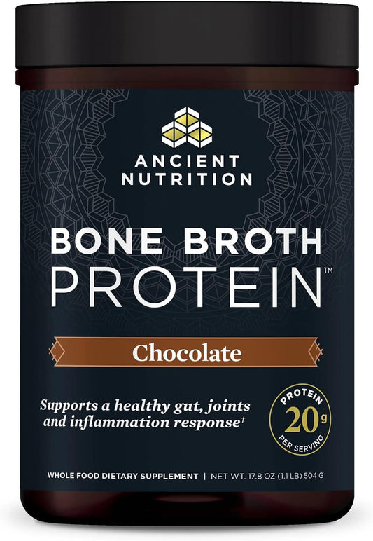 Chocolate Bone Broth Protein Powder - 20g Protein, 20 Servings, Gluten Free, Hydrolyzed Collagen Peptides, Ideal for Protein Shakes