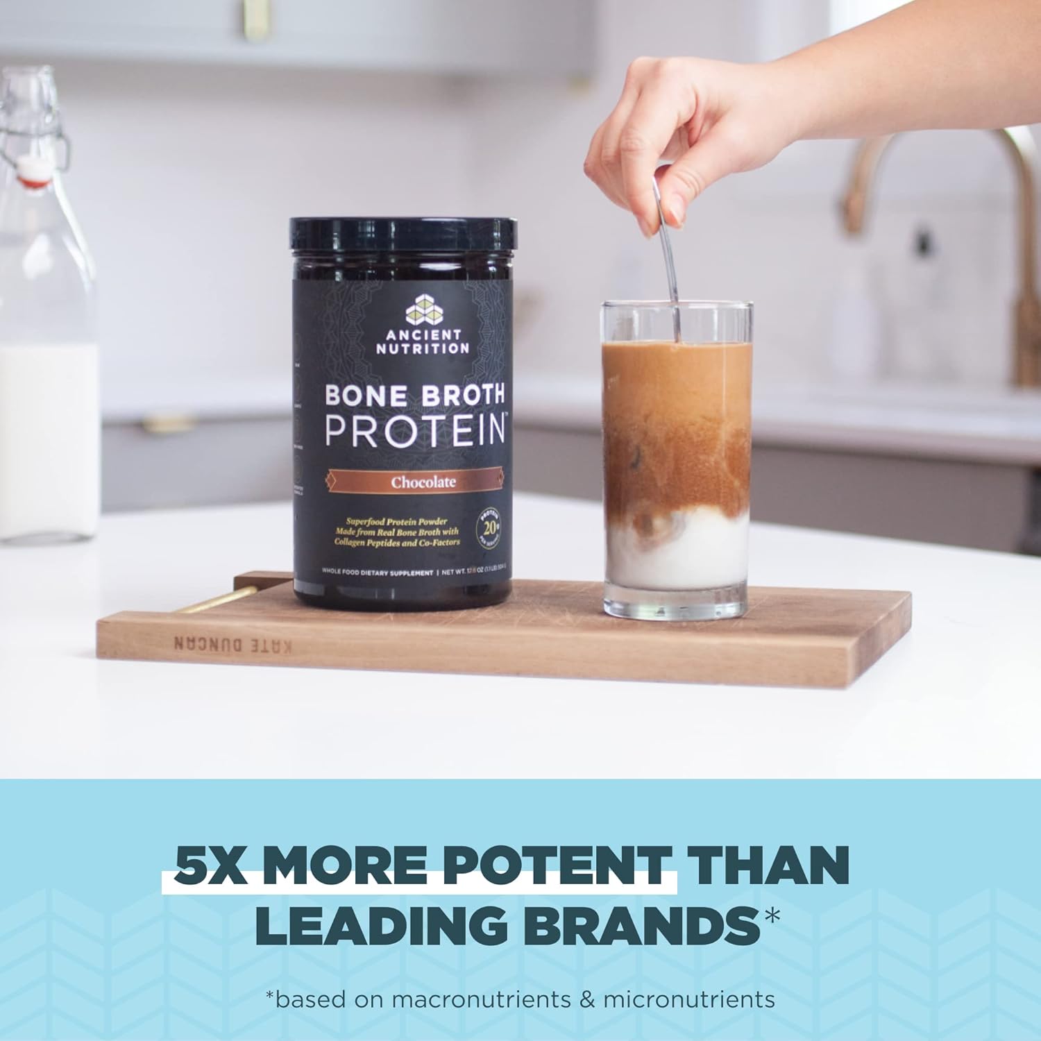 Chocolate Bone Broth Protein Powder - 20g Protein, 20 Servings, Gluten Free, Hydrolyzed Collagen Peptides, Ideal for Protein Shakes