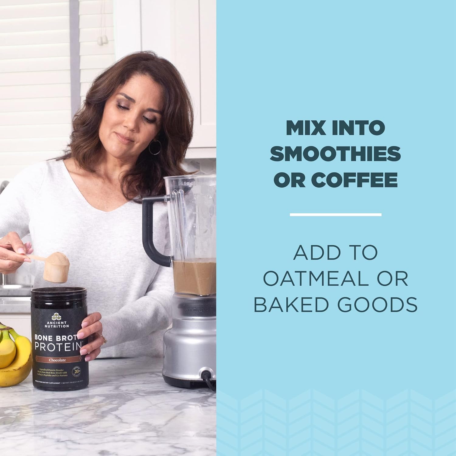 Chocolate Bone Broth Protein Powder - 20g Protein, 20 Servings, Gluten Free, Hydrolyzed Collagen Peptides, Ideal for Protein Shakes