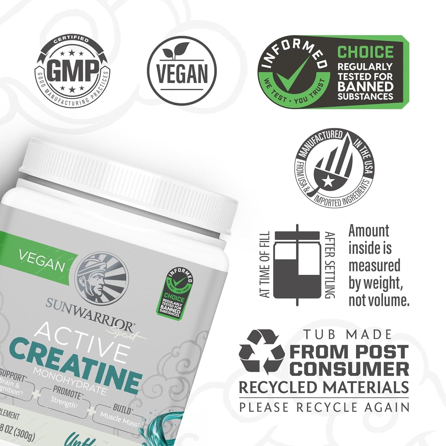 Chocolate Brown Rice Protein Powder & Unflavored Creatine Monohydrate Bundle - Plant-Based with 30 Servings Each
