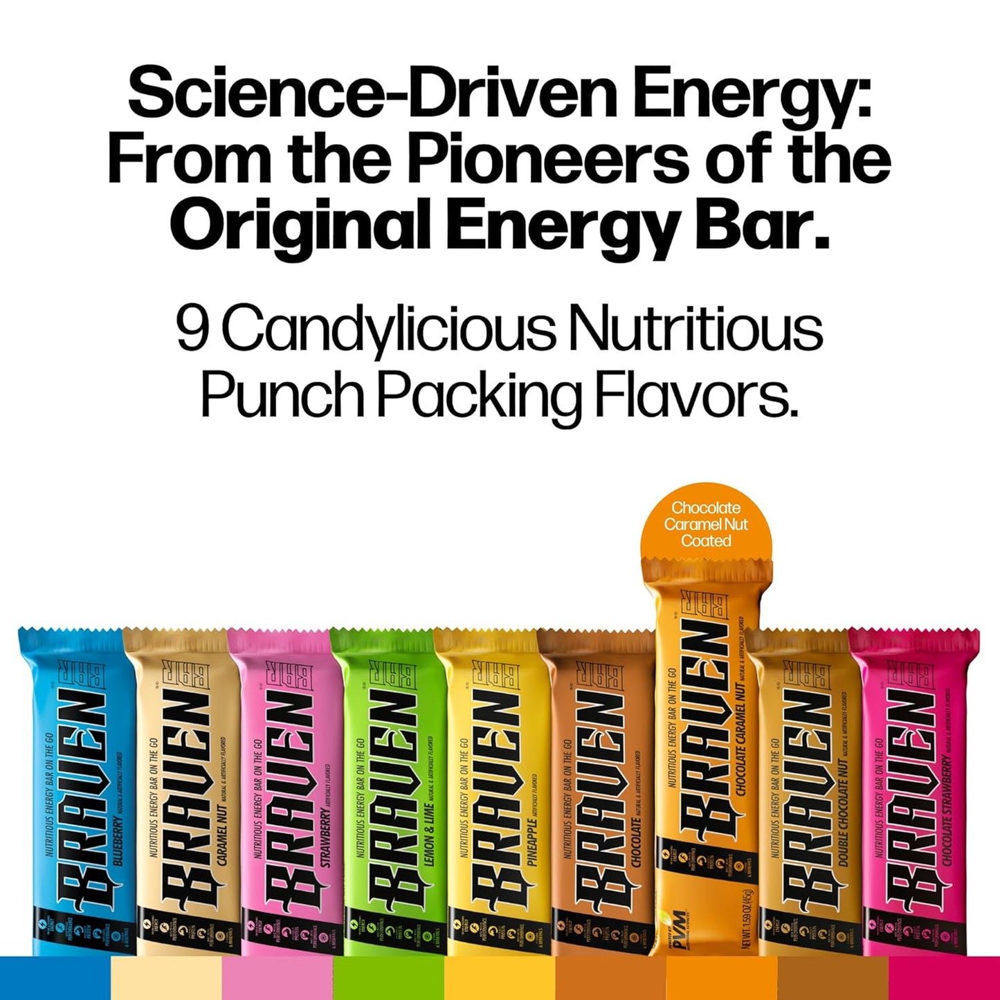 Chocolate Caramel Nut Energy Bars (1.59 oz, Pack of 10) - Protein-Packed Energy Chews for Running, Hiking & Sports - Gluten-Free On-the-Go Snacks for Sustained Energy Boost