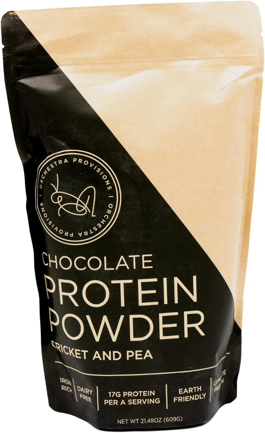 Chocolate Cricket and Pea Protein Powder Blend - 17g Complete Protein, Lactose-Free, Whey-Free Orchestra Provisions