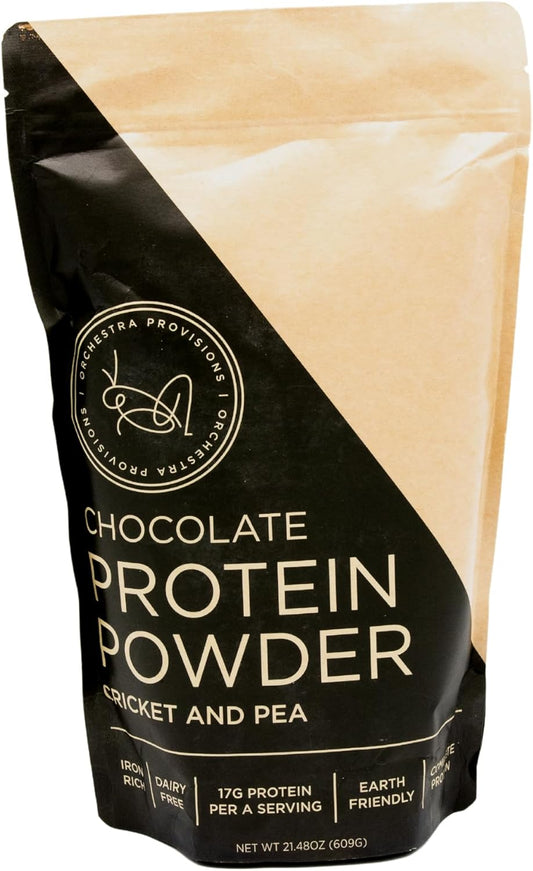Chocolate Cricket and Pea Protein Powder Blend - 17g Complete Protein, Lactose-Free, Whey-Free Orchestra Provisions