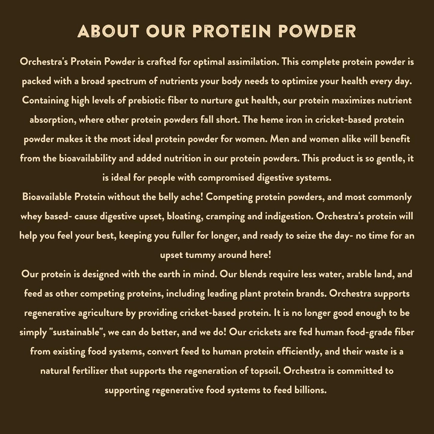 Chocolate Cricket and Pea Protein Powder Blend - 17g Complete Protein, Lactose-Free, Whey-Free Orchestra Provisions