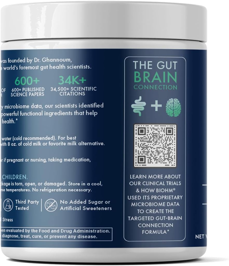 Chocolate Dream BIOHM Gut-Brain Support Supplement, 30 Servings for Focus, Memory, and Stress