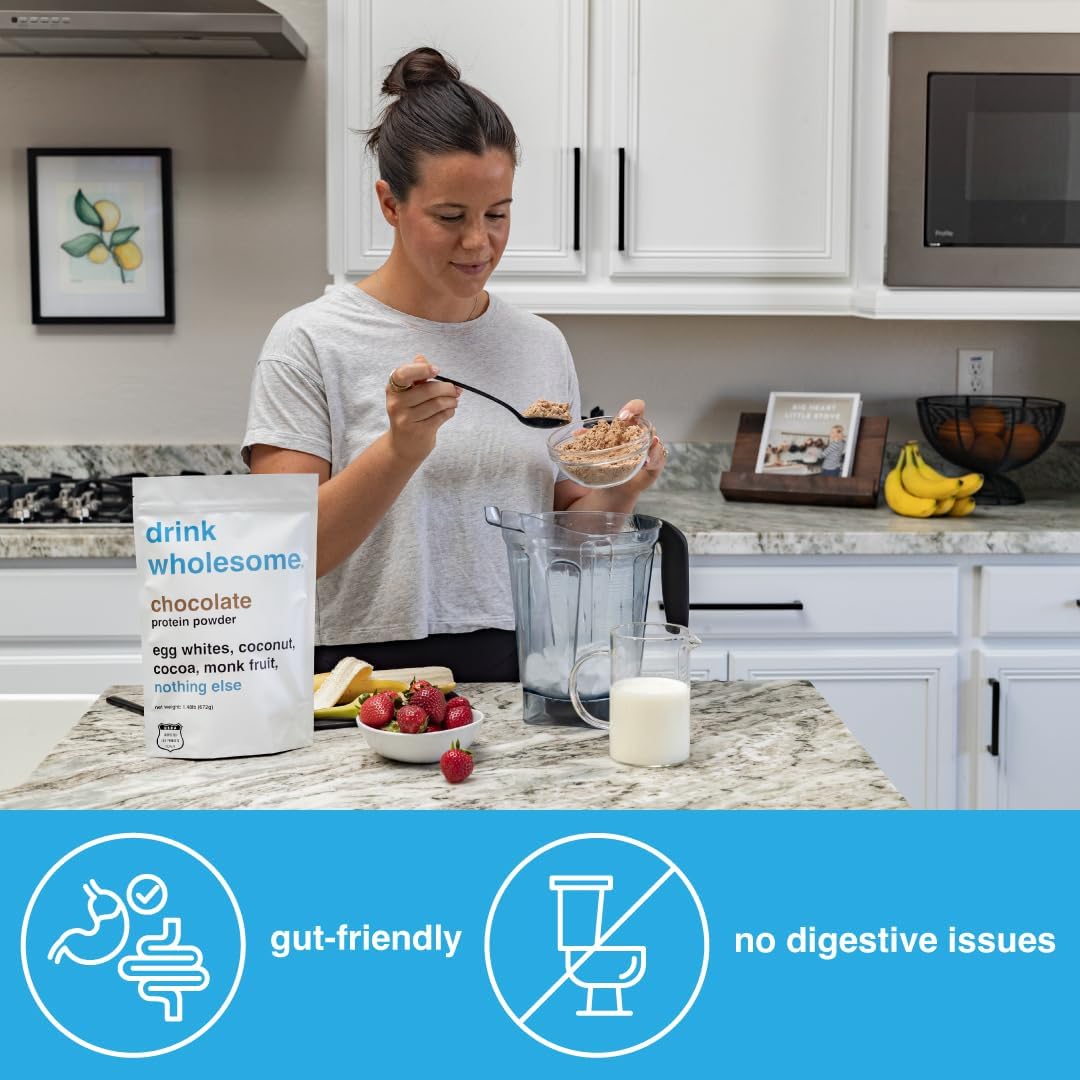 Chocolate Egg White Protein Powder - Gentle on Stomachs, Dairy & Lactose Free, No Artificial Sweeteners - Ideal for Carnivore & Paleo Diets, Suitable for Kids & Seniors