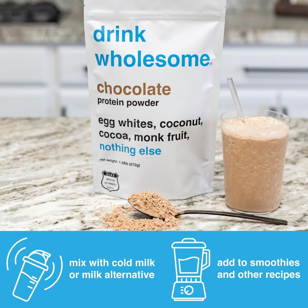 Chocolate Egg White Protein Powder - Gentle on Stomachs, Dairy & Lactose Free, No Artificial Sweeteners - Ideal for Carnivore & Paleo Diets, Suitable for Kids & Seniors