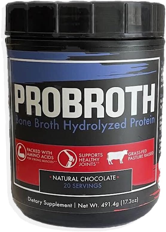 Chocolate Flavored Sugar-Free Bone Broth Hydrolyzed Protein Powder - Great for Men and Women, 20 Servings