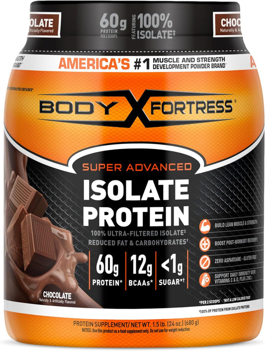 Chocolate Gluten-Free Body Fortress Super Advanced Isolate Protein Powder - 1.5lbs