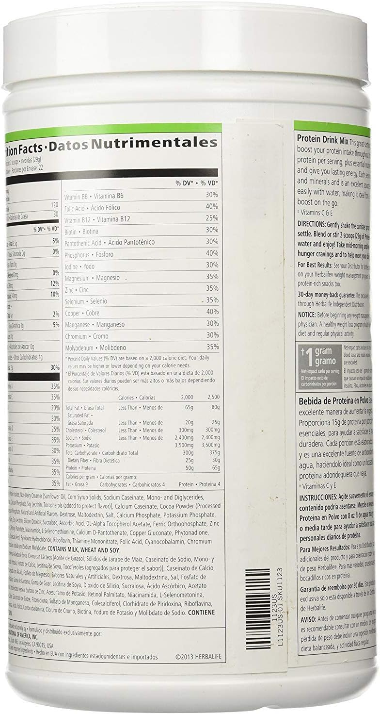 Chocolate Herbalife Protein Drink Mix in 22.5oz Canister - Delicious and Nutritious Protein Supplement