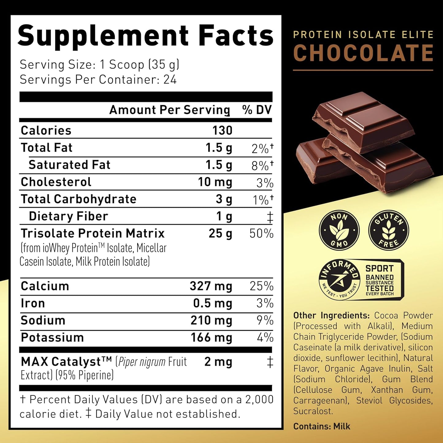 Chocolate Kaged Protein Powder Elite: 100% Isolate Blend for Recovery & Muscle Building, 2lbs