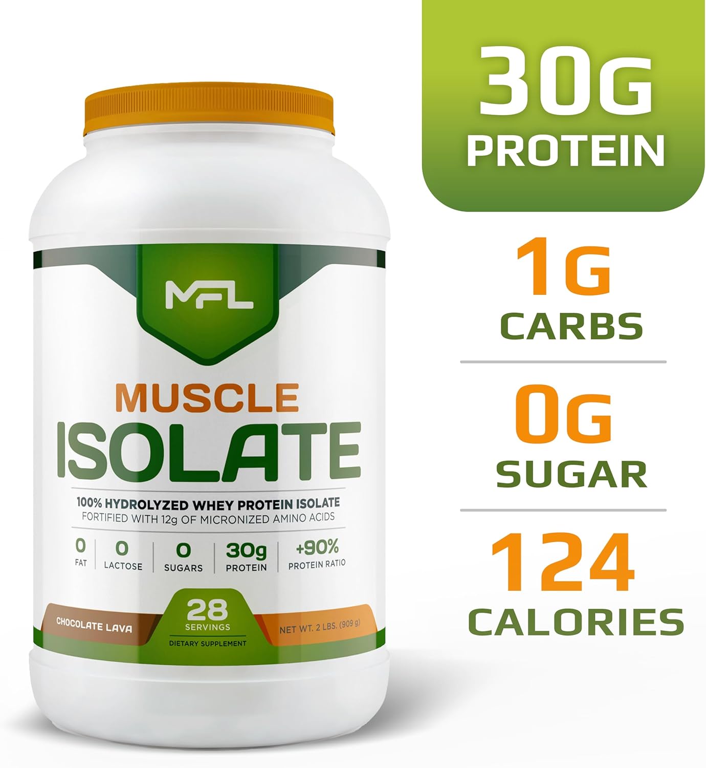 Chocolate Lava MFL 100% Isolate Protein Powder - High Protein, Keto-Friendly, Low Carb - 30g Protein, 12g Amino Acids - 2 lbs