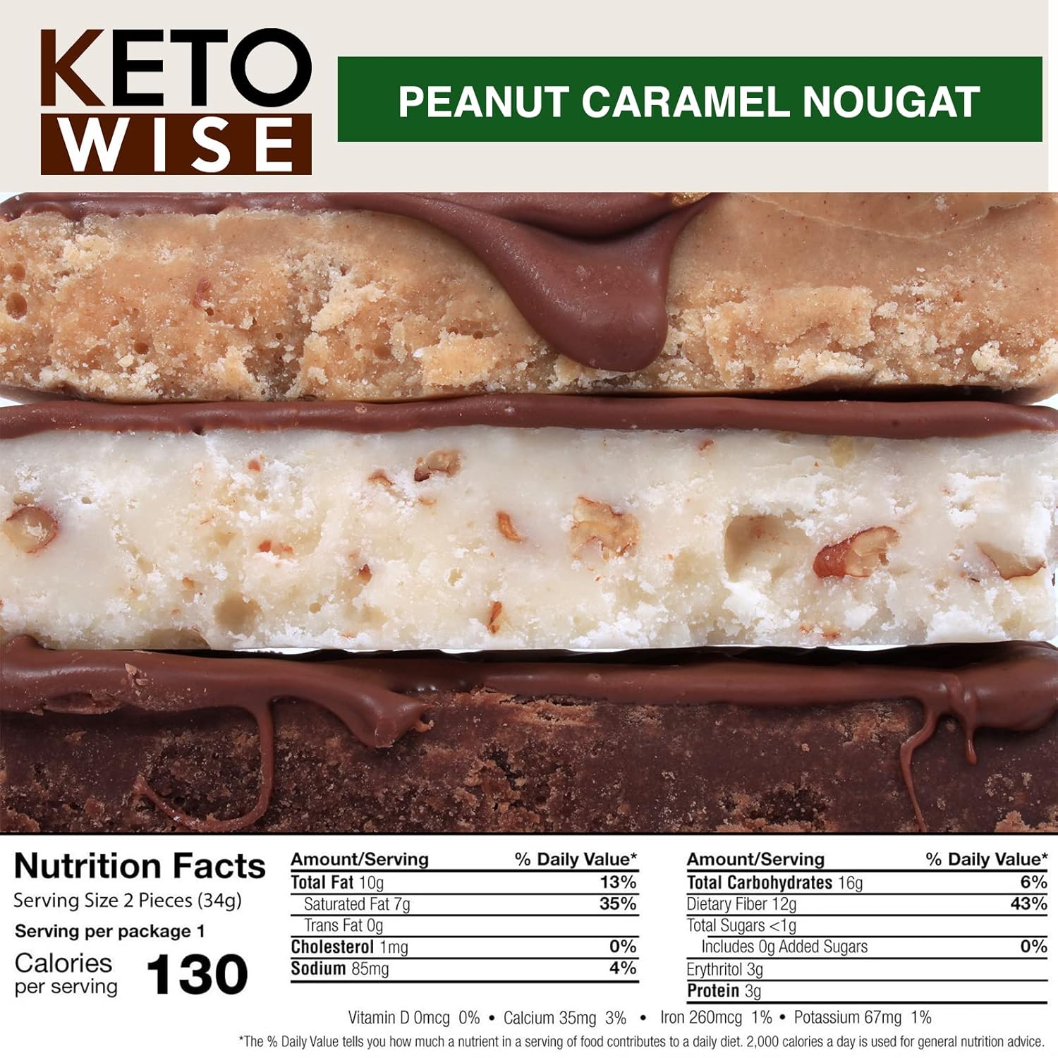 Chocolate MCT Oil Fat Bombs - Keto Friendly Low Carb Snack - Peanut Caramel Nougat, 16 Pack