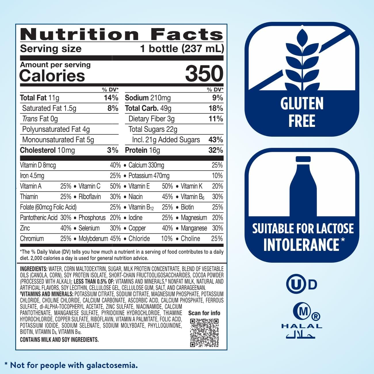 Chocolate Meal Replacement Shake with Fiber, Protein, and Vitamins - 24 Pack of Ready-to-Drink Nutrition Shakes