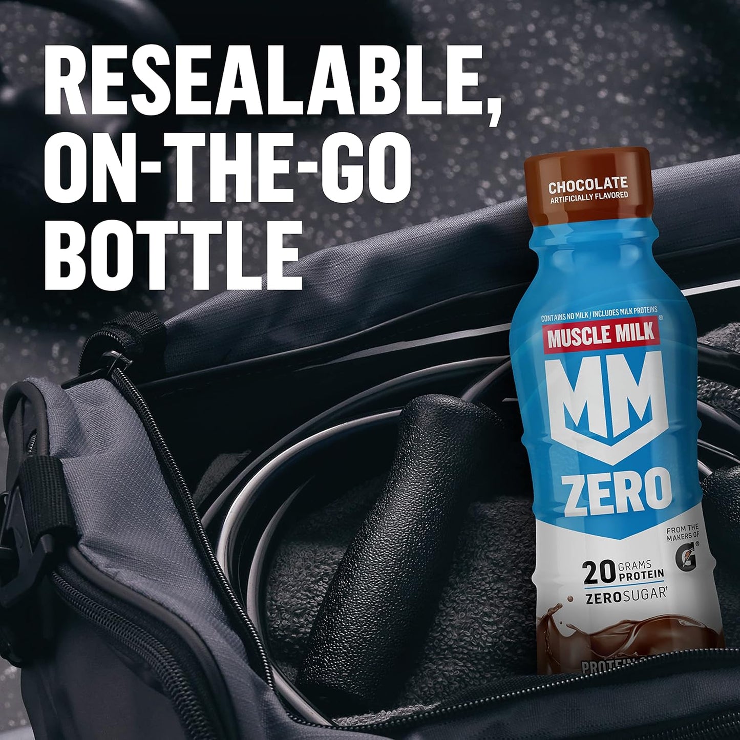 Chocolate Muscle Milk Zero Protein Shake - 20g Protein, Zero Sugar, 100 Calories, Vitamins A, C & D, 4g Fiber - Energizing Snack for Workout Recovery - 11.16 Fl Oz, Pack of 12