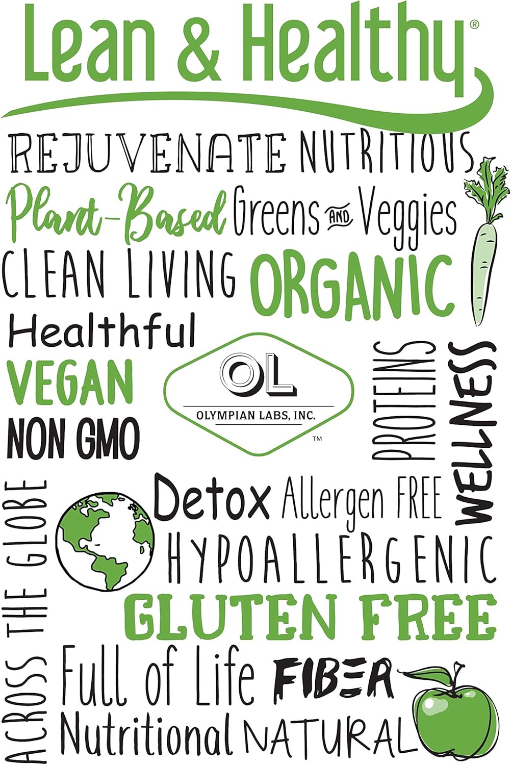 Chocolate Pea Protein Powder - 25g Protein, Vegan, Low Net Carbs, Gluten/Lactose/Soy-Free, Non-GMO - 2lb