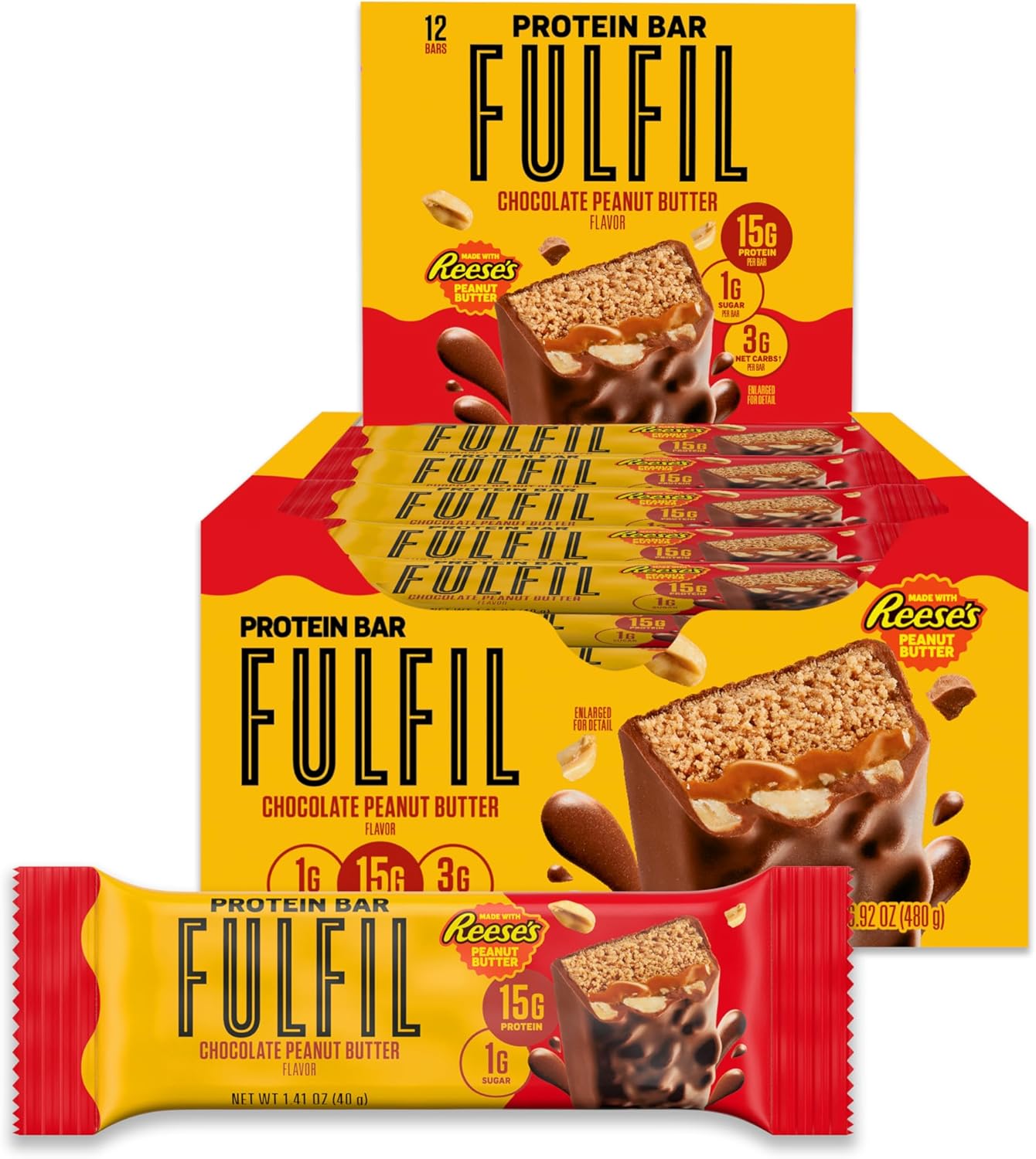 Chocolate Peanut Butter FULFIL Protein Snack Bars - 15g Protein, 12 Count