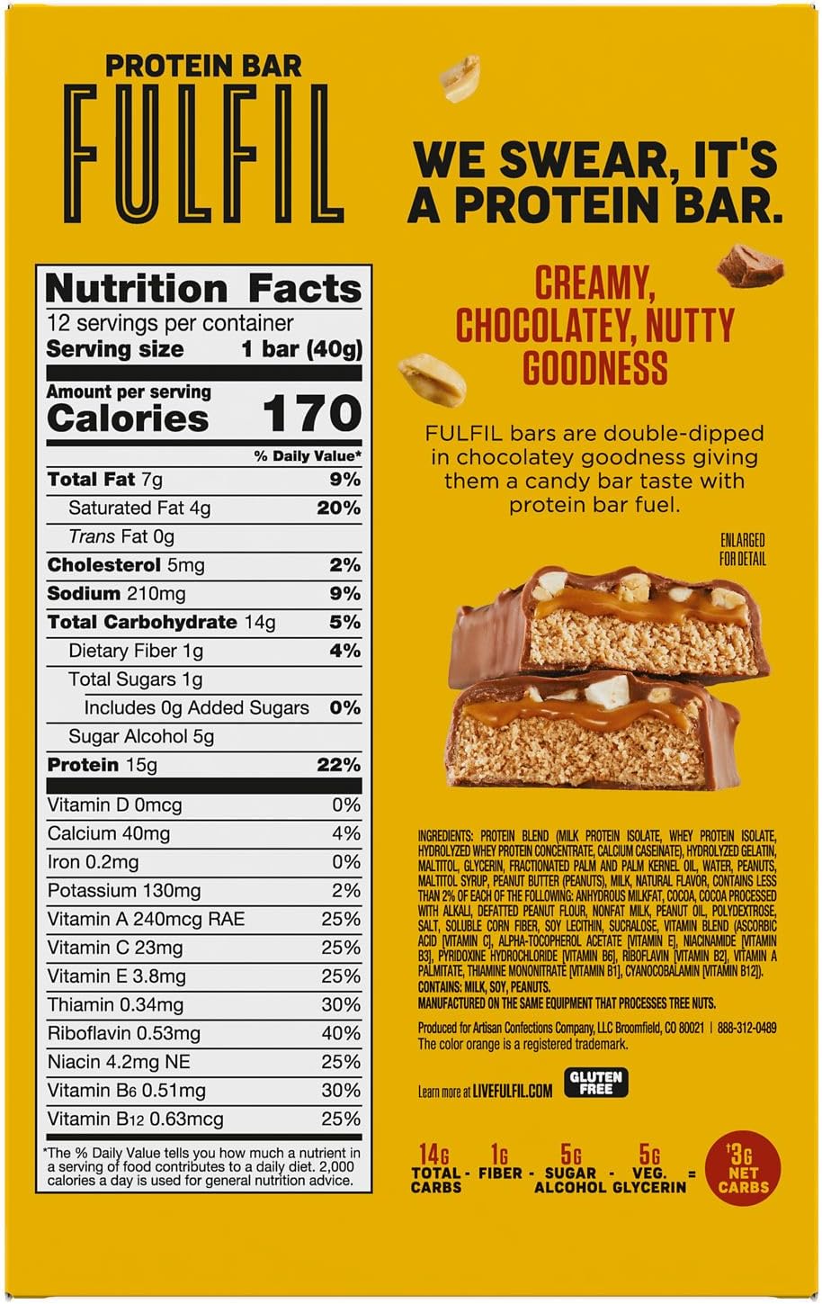 Chocolate Peanut Butter FULFIL Protein Snack Bars - 15g Protein, 12 Count
