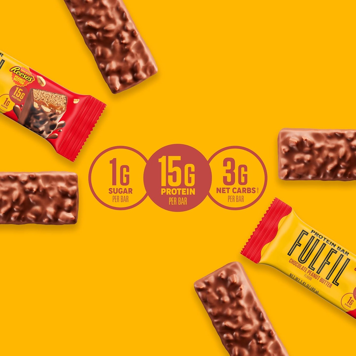 Chocolate Peanut Butter FULFIL Protein Snack Bars - 15g Protein, 12 Count