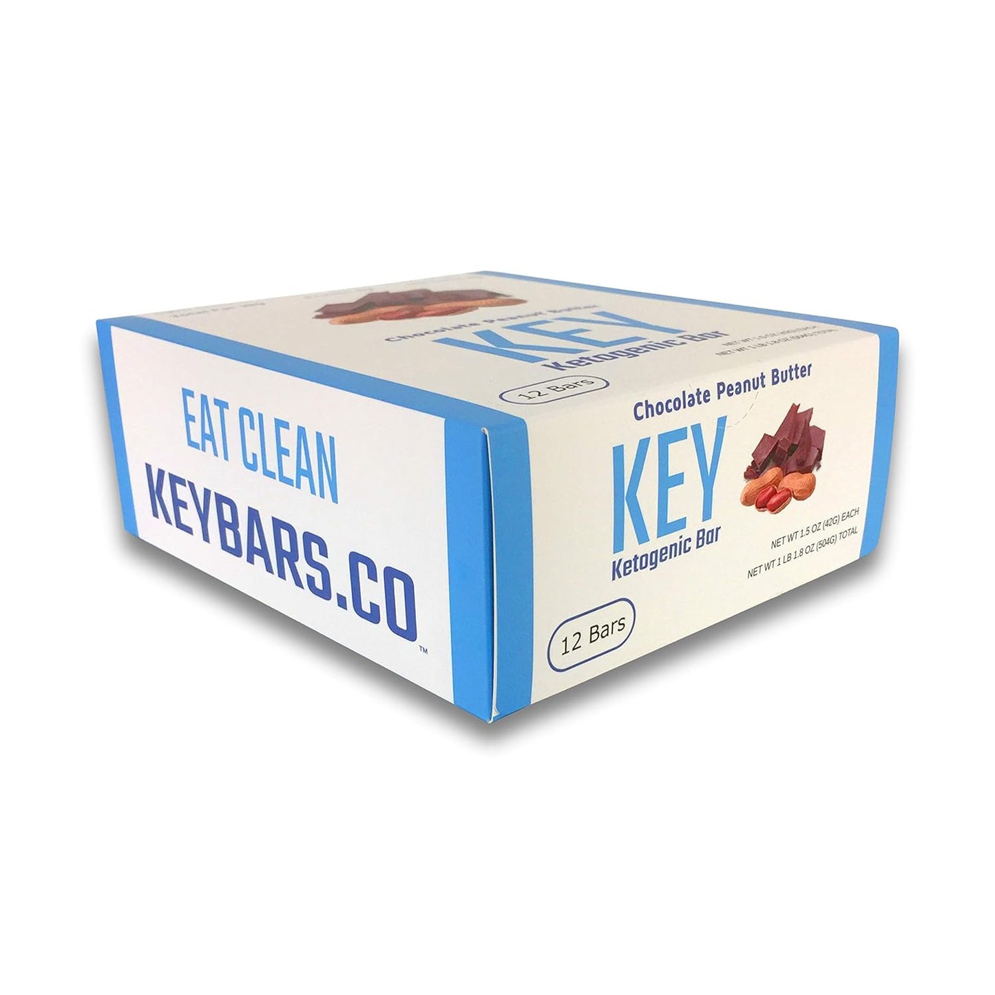 Chocolate Peanut Butter Keto Bars - High Fat, Low Carb Protein Bars for Keto Snacks - 12 Pack KeyBars