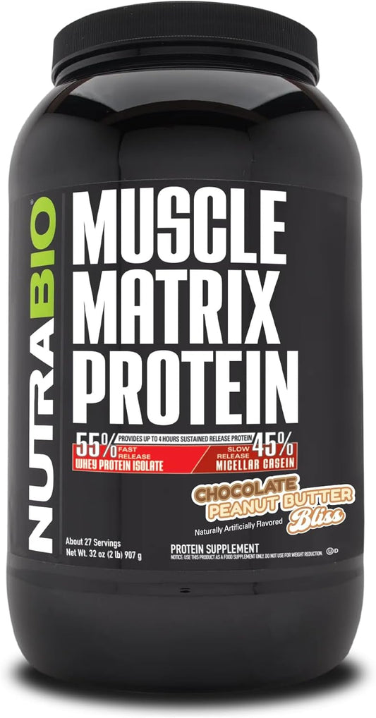 Chocolate Peanut Butter NutraBio Muscle Matrix Protein Powder - 2 lb (1 Pack)