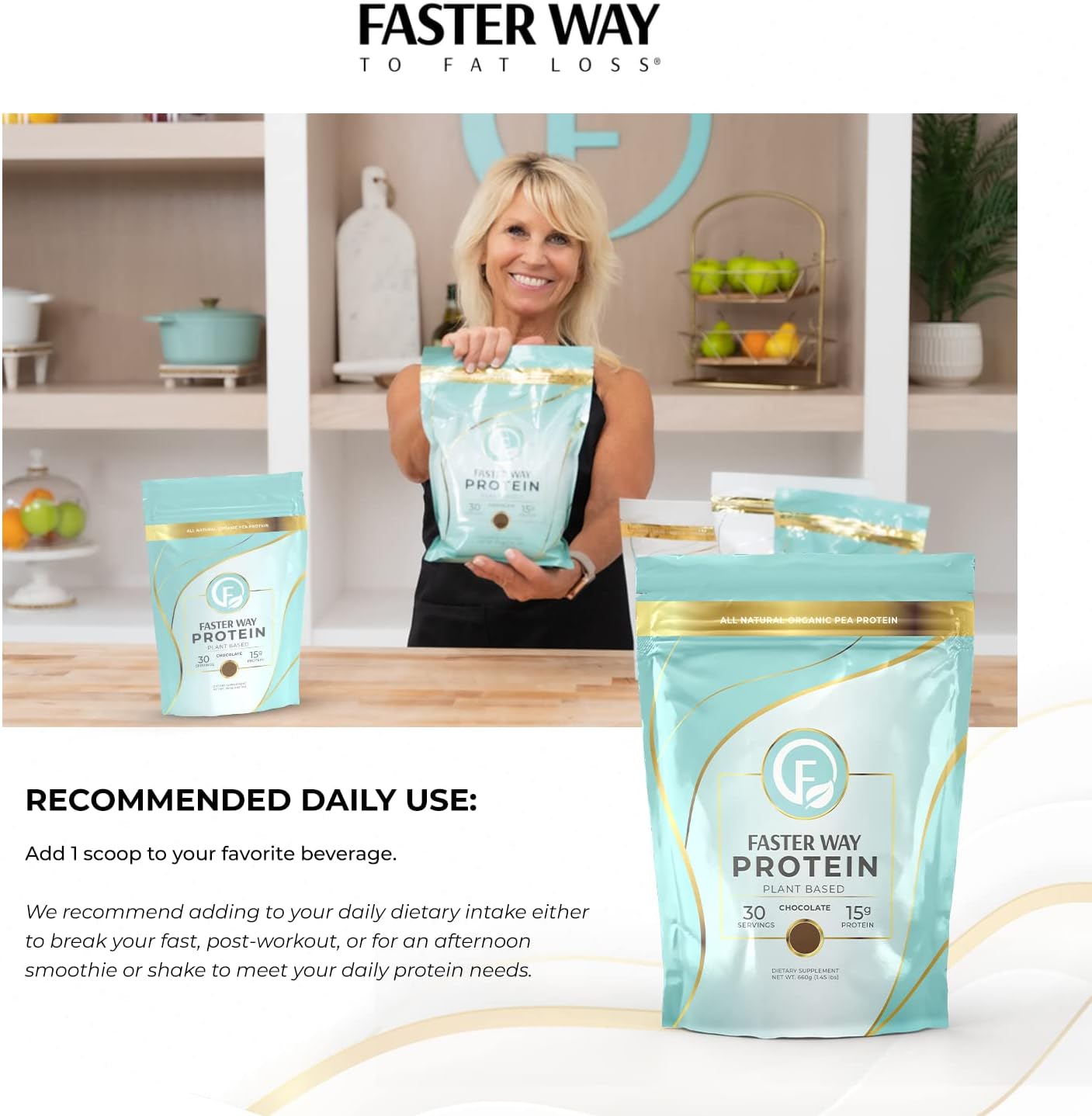 Chocolate Plant-Based Protein Powder for Faster Fat Loss - Dairy-Free, Gluten-Free, Non-GMO - 660g