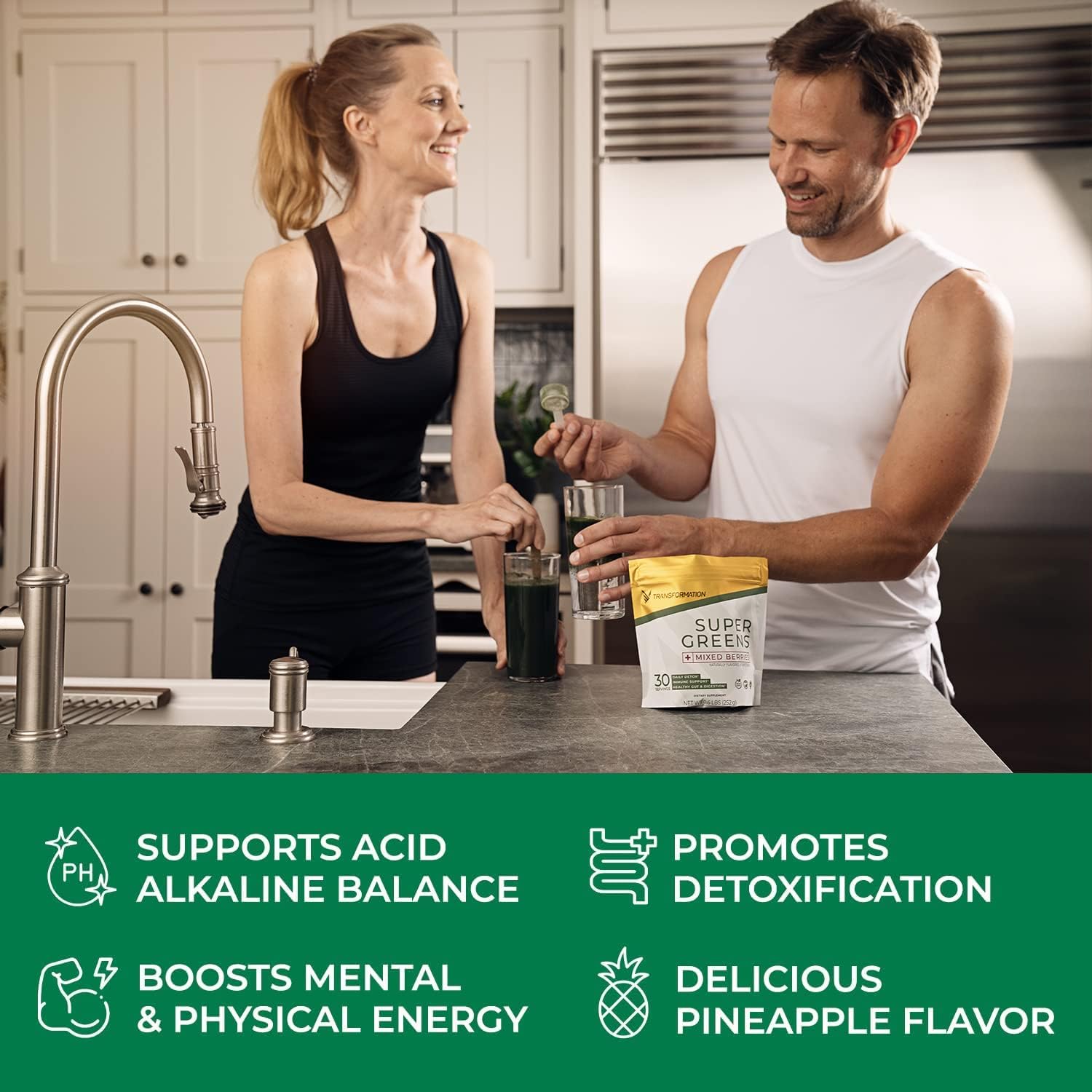 Chocolate Premium Protein Powder & Super Greens Combo Pack for Body Transformation - Energy Boost, Gut Health, Detox, Diet Support - 30g Multi-Protein Superblend & Full Serving Vitamins/Vegetables