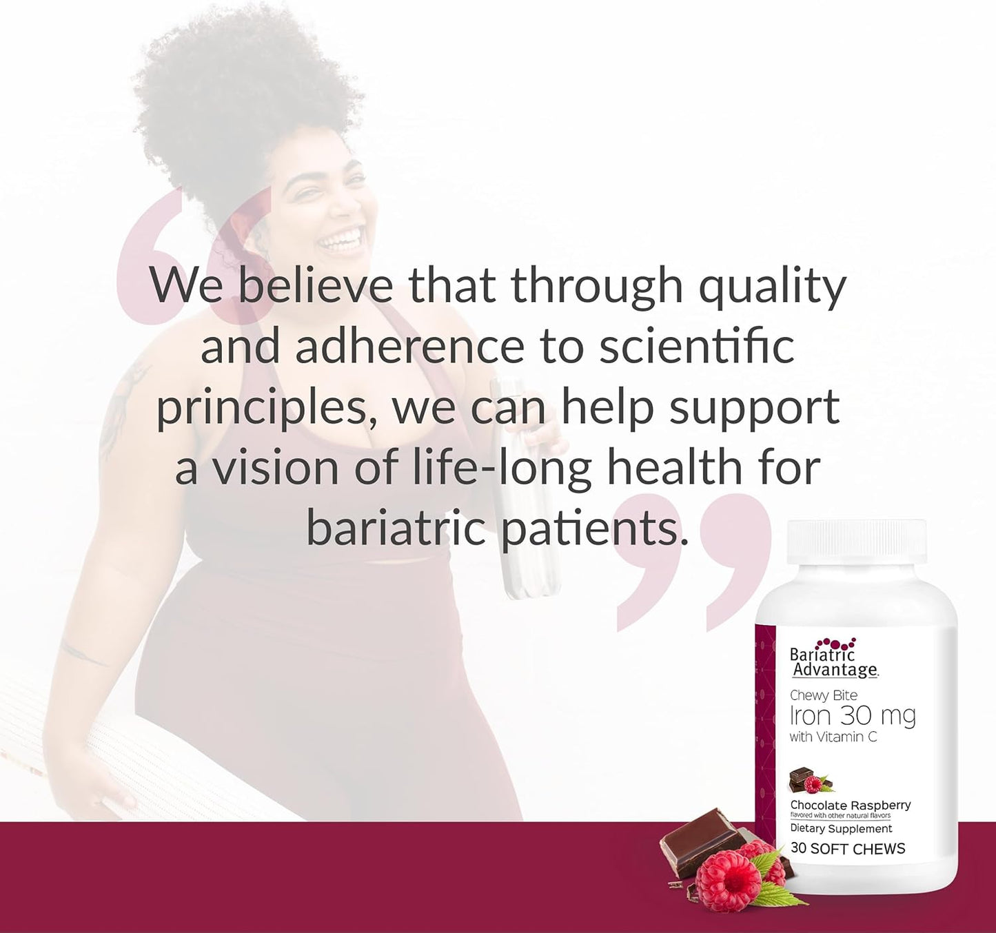 Chocolate Raspberry Truffle Iron Chewy Bites - 30 Count with 30mg Iron and 60mg Vitamin C