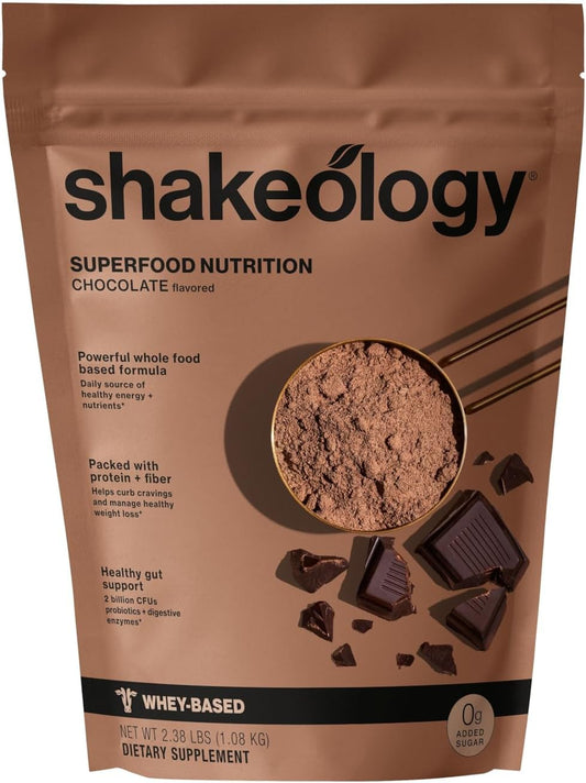 Chocolate Shakeology Whey Protein Powder Blend - Supports Healthy Weight Loss and Lean Muscle - Gluten-Free Superfood Protein Shake with 0g Added Sugar, Vitamins, and Minerals - 30 Servings