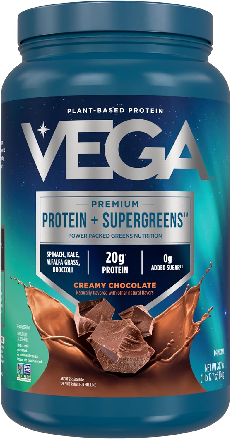 Chocolate & Vanilla Vega Protein & Greens Bundle - 25 Servings Each, Plant Based Powder for Keto, Gluten-Free, Vegan, Non-GMO, Dairy-Free, Soy-Free, Lactose-Free