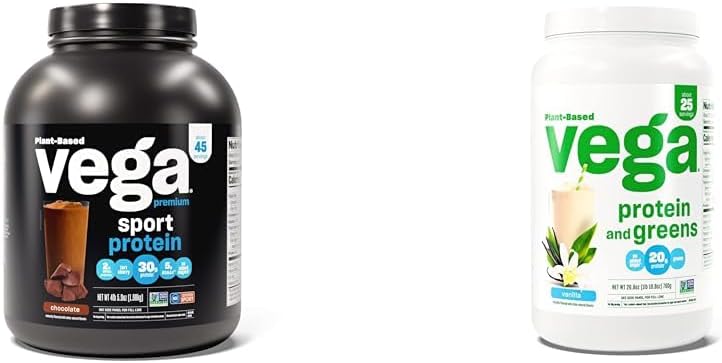 Chocolate & Vanilla Vegan Protein Powder Bundle - 45 Servings, 30g Protein, Plant-Based & Greens Formula