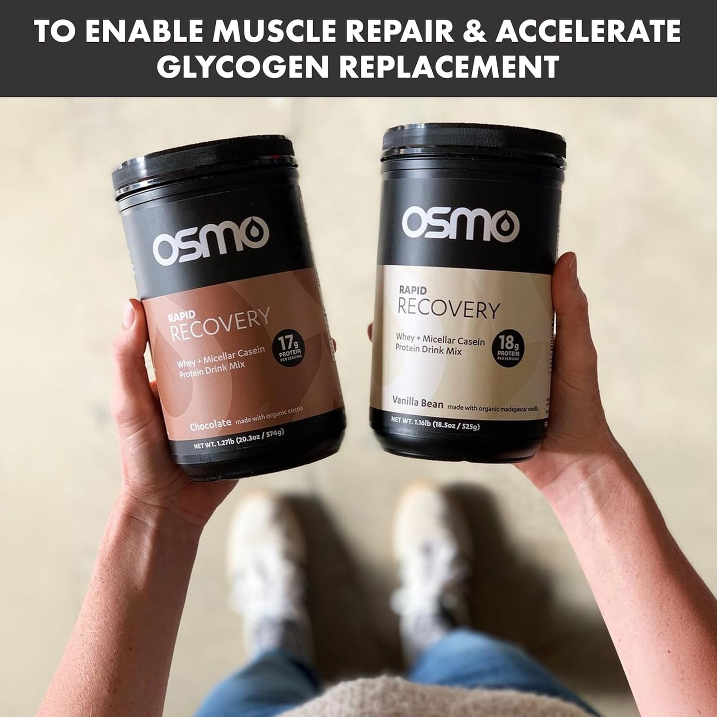 Chocolate Whey & Micellar Casein Protein Powder Blend with Carbohydrates & Caffeine for Rapid Recovery - Natural Ingredients, Muscle Repair & Glycogen Restoration - 14 Servings